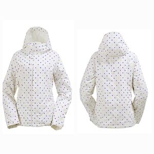 Burton White Ski Jacket with Multicolor Polka Dots